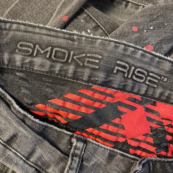 Smoke Rise Slim Fit Paint Splatter Acid Wash Distressed Jeans Men’s Size 34 - Picture 2 of 9
